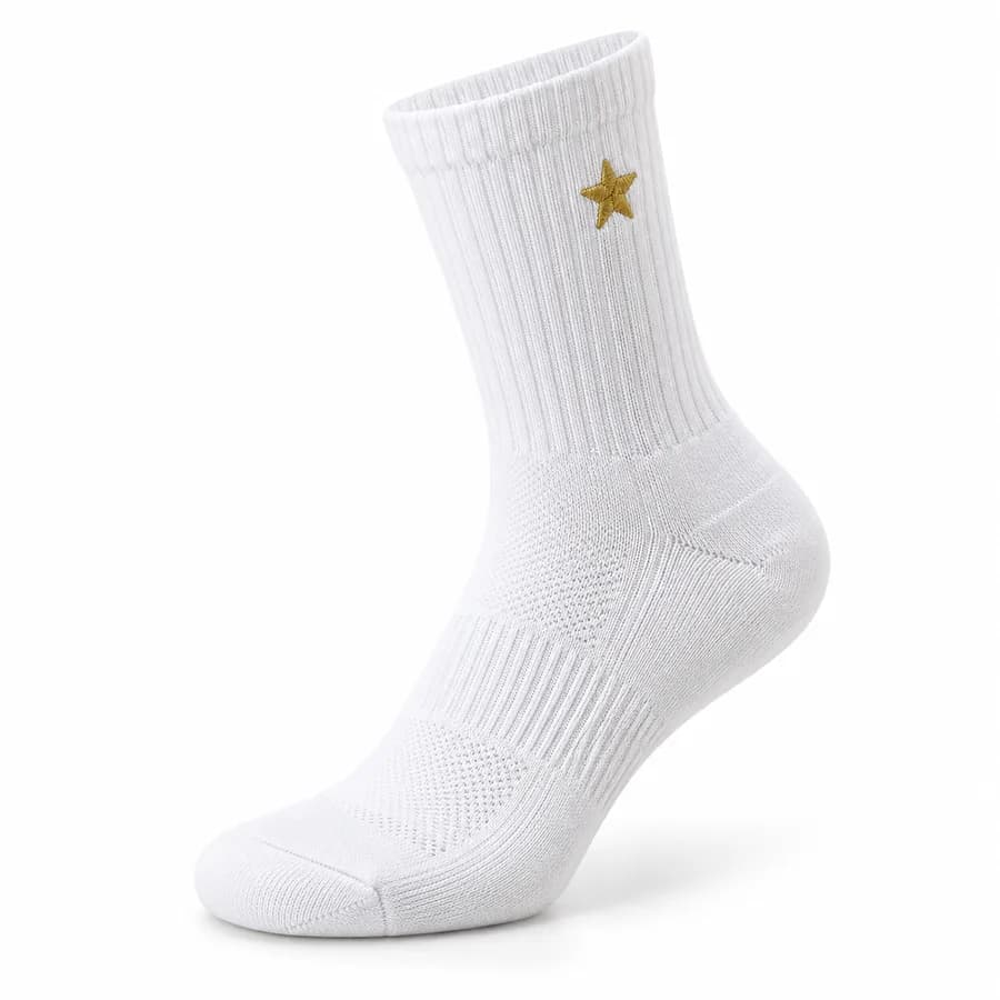 Confidence Sock (Left Foot Only): a white athletic sock with a small gold star
